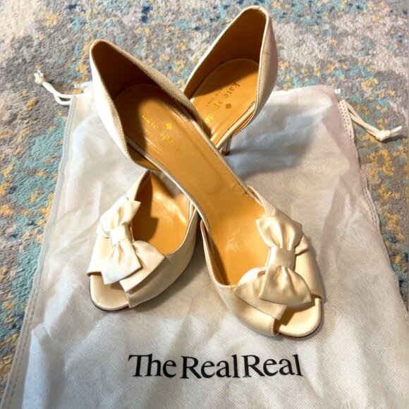 Kate Spade Clarice Ivory Satin Heels - Picture 1 of 4
